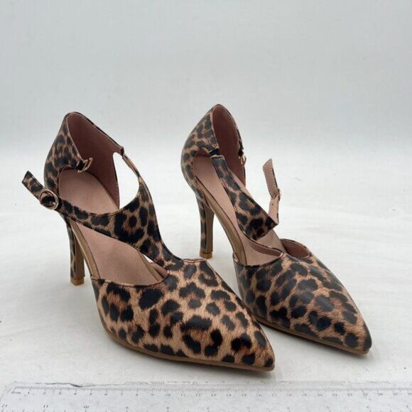 Pointed Toe T-strap Pumps for Women Classic Animal Prints Zebra Leopard D'orsay - Picture 4 of 7